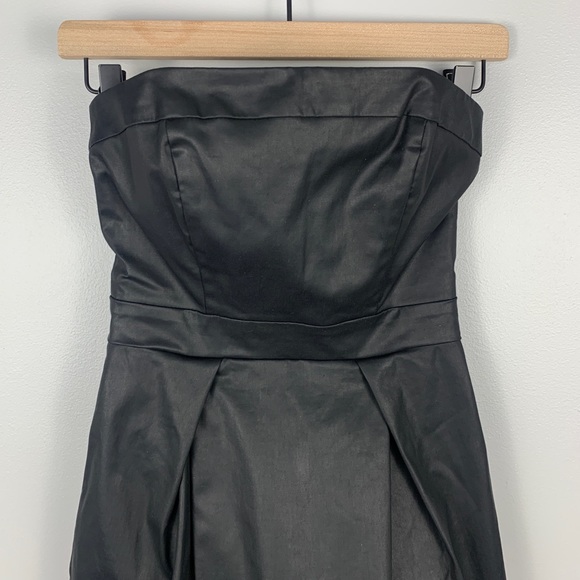 French Connection Strapless Faux Leather Mini Dress Black Size 2 - Picture 3 of 10